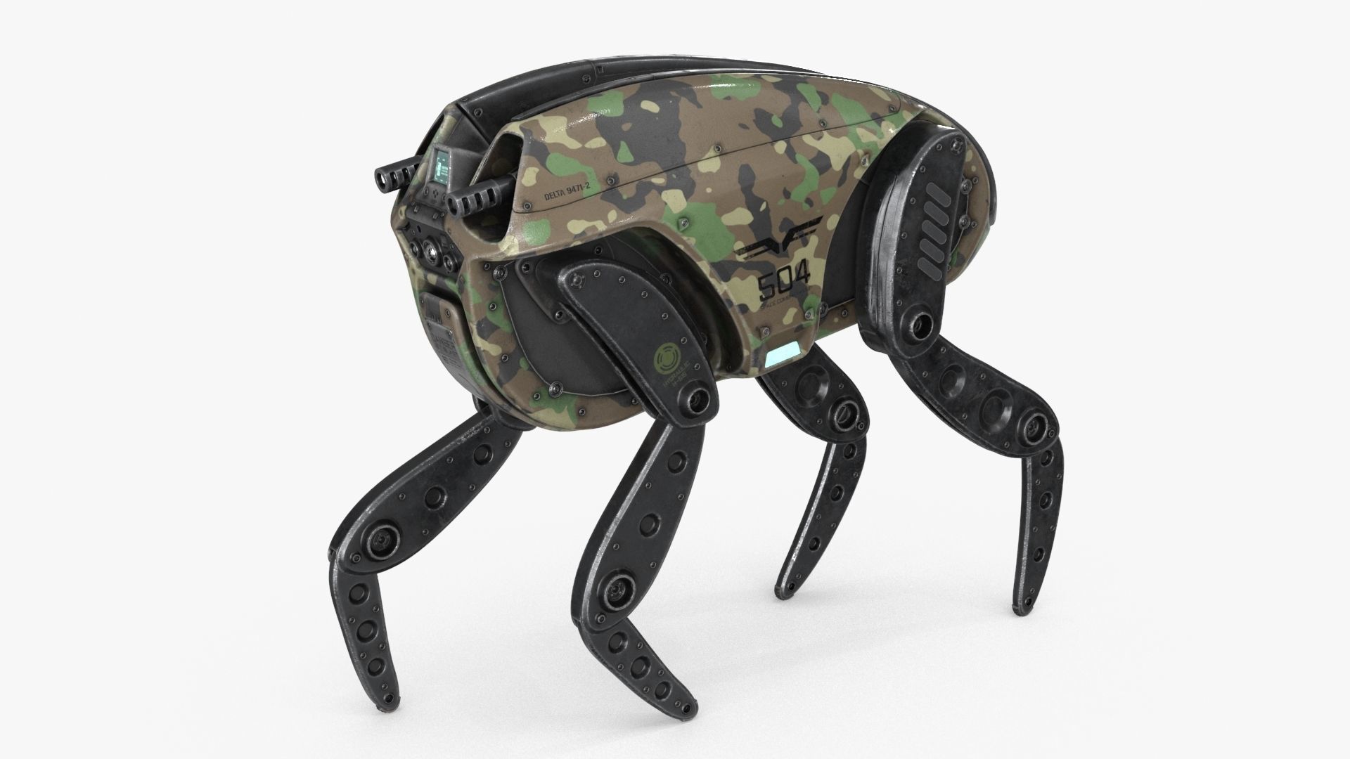 Sci Fi Robot Droid 4 colors Rigged Low-poly 3D model_5