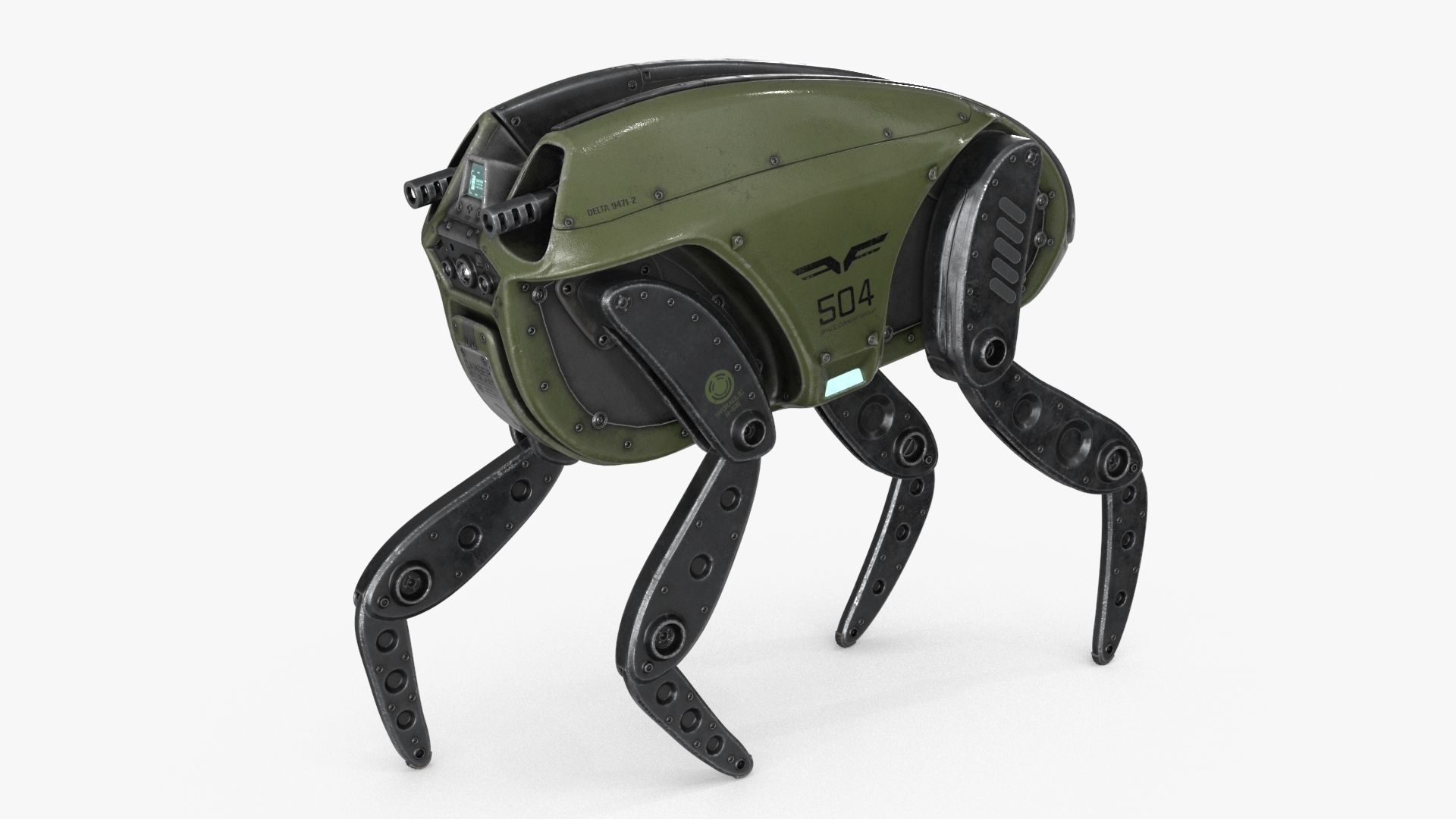 Sci Fi Robot Droid 4 colors Rigged Low-poly 3D model_3