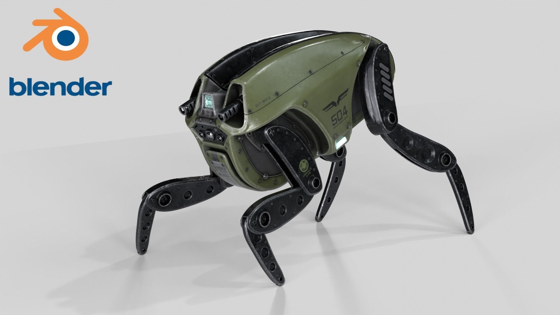Sci Fi Robot Droid 4 colors Rigged Low-poly 3D model_15