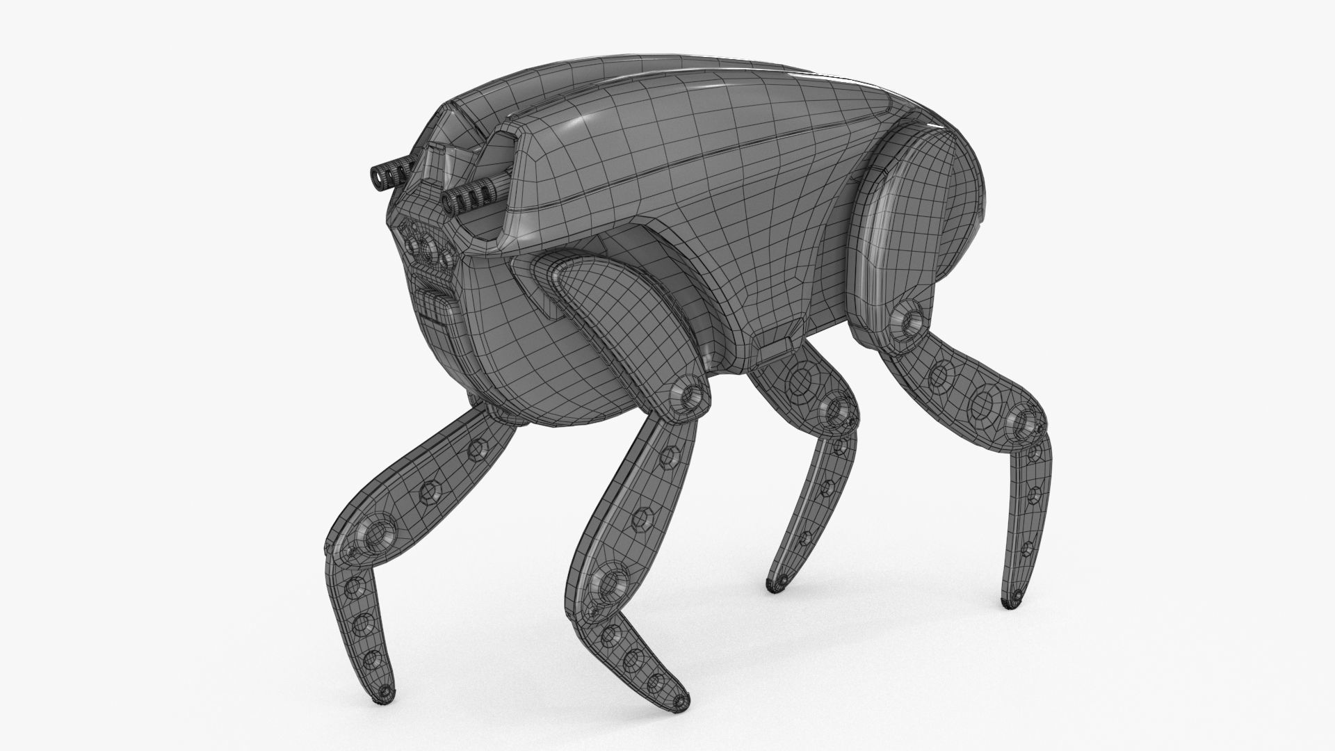 Sci Fi Robot Droid 4 colors Rigged Low-poly 3D model_18