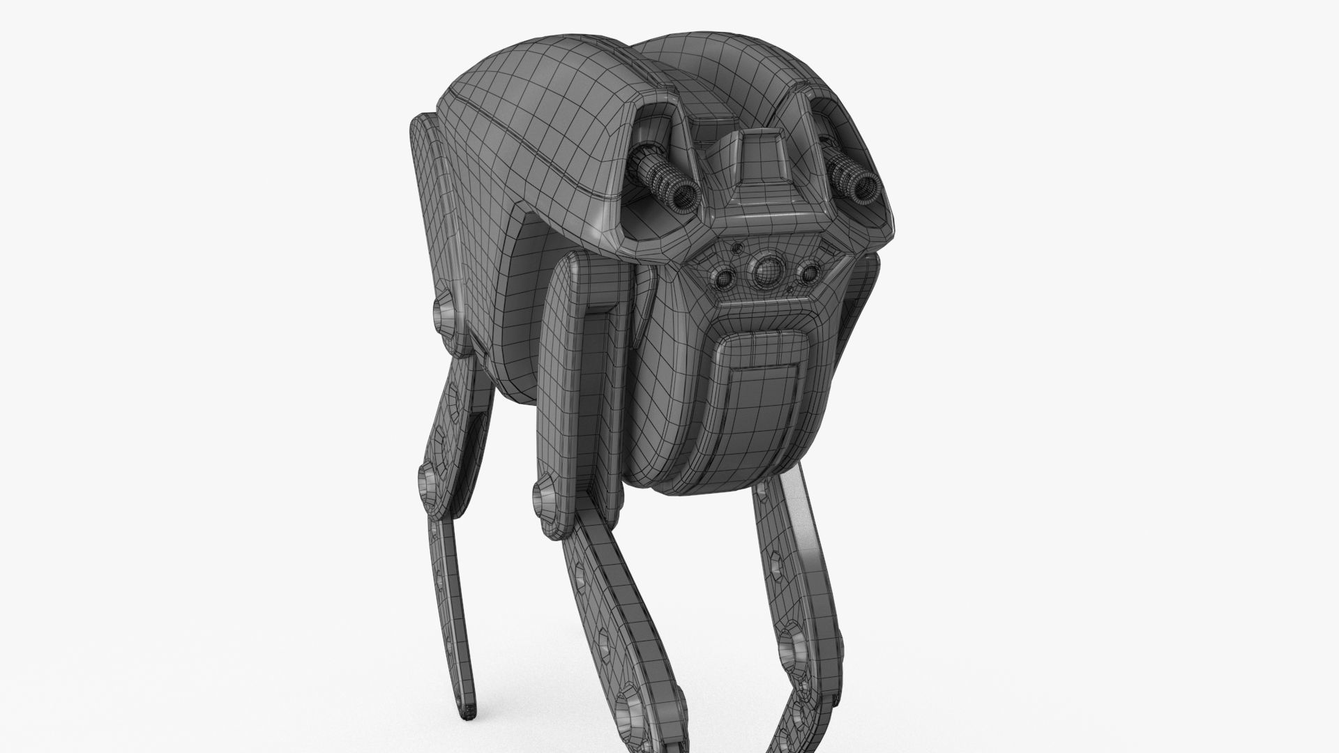 Sci Fi Robot Droid 4 colors Rigged Low-poly 3D model_20