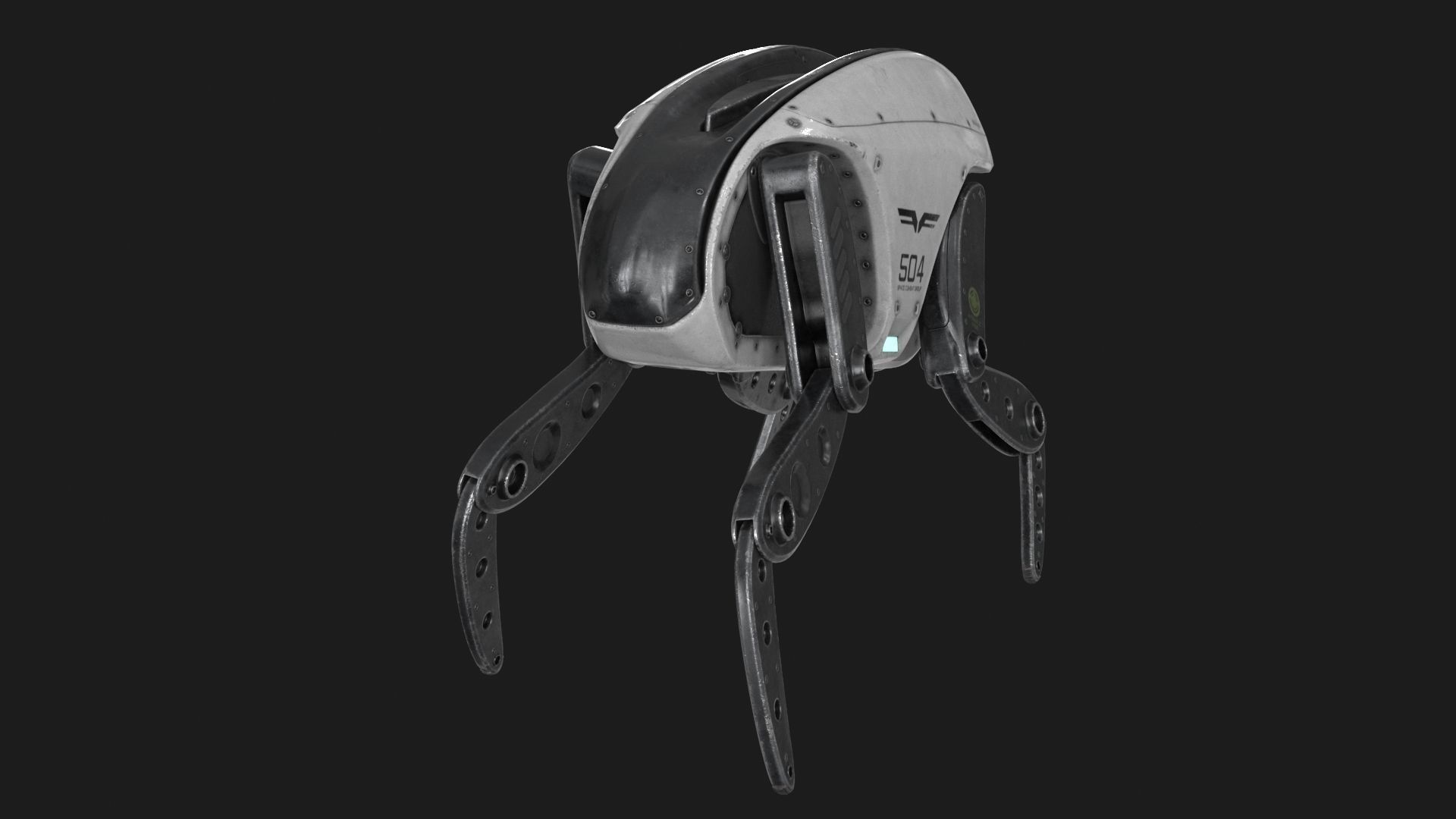 Sci Fi Robot Droid 4 colors Rigged Low-poly 3D model_12