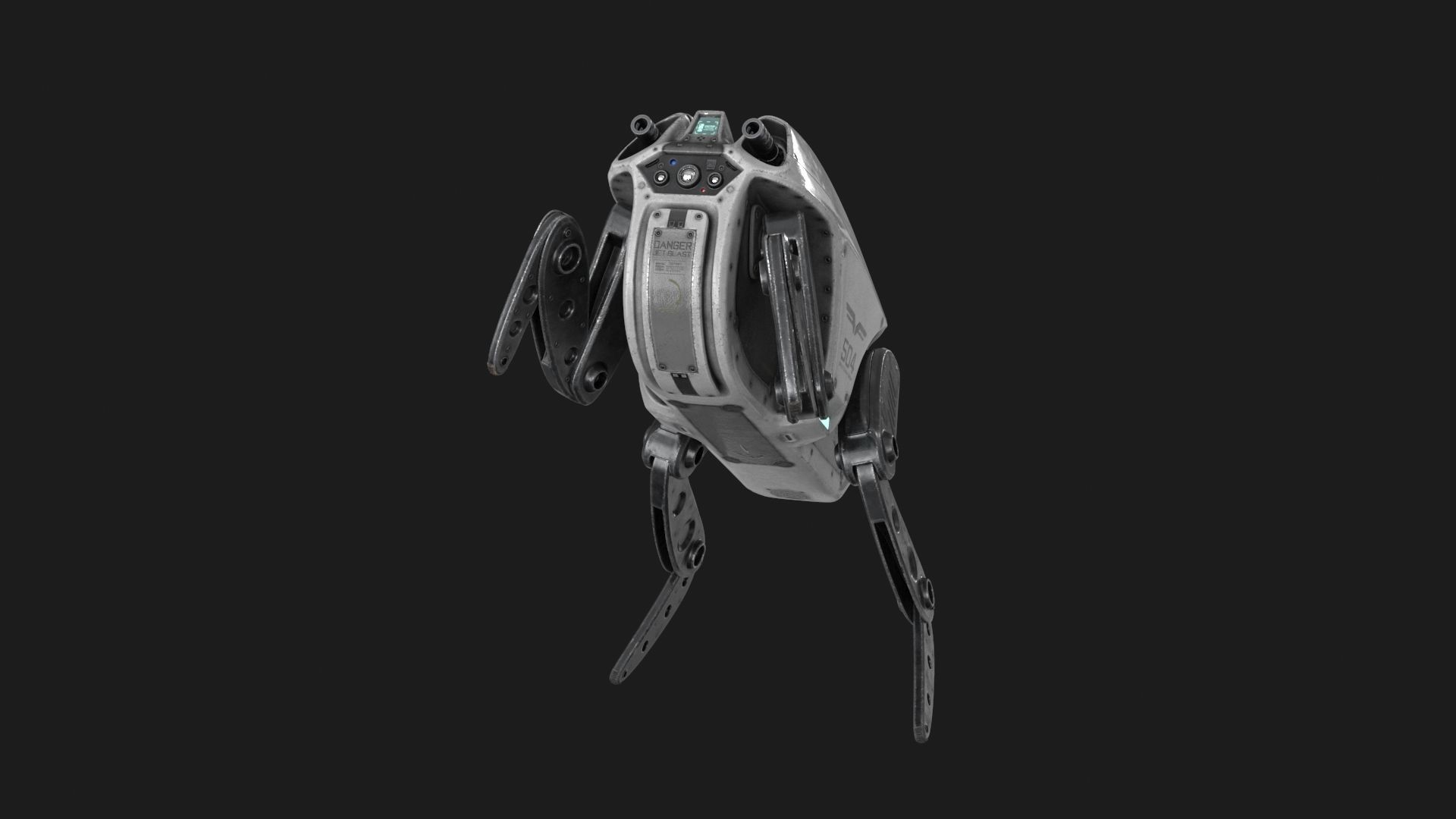 Sci Fi Robot Droid 4 colors Rigged Low-poly 3D model_13