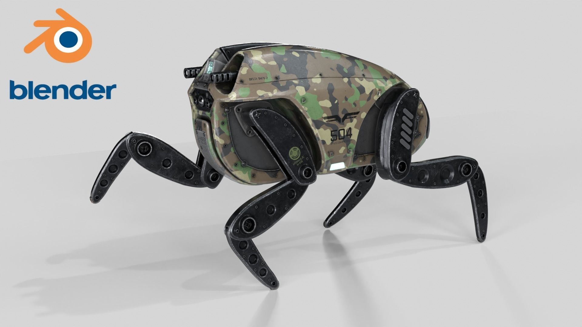 Sci Fi Robot Droid 4 colors Rigged Low-poly 3D model_17