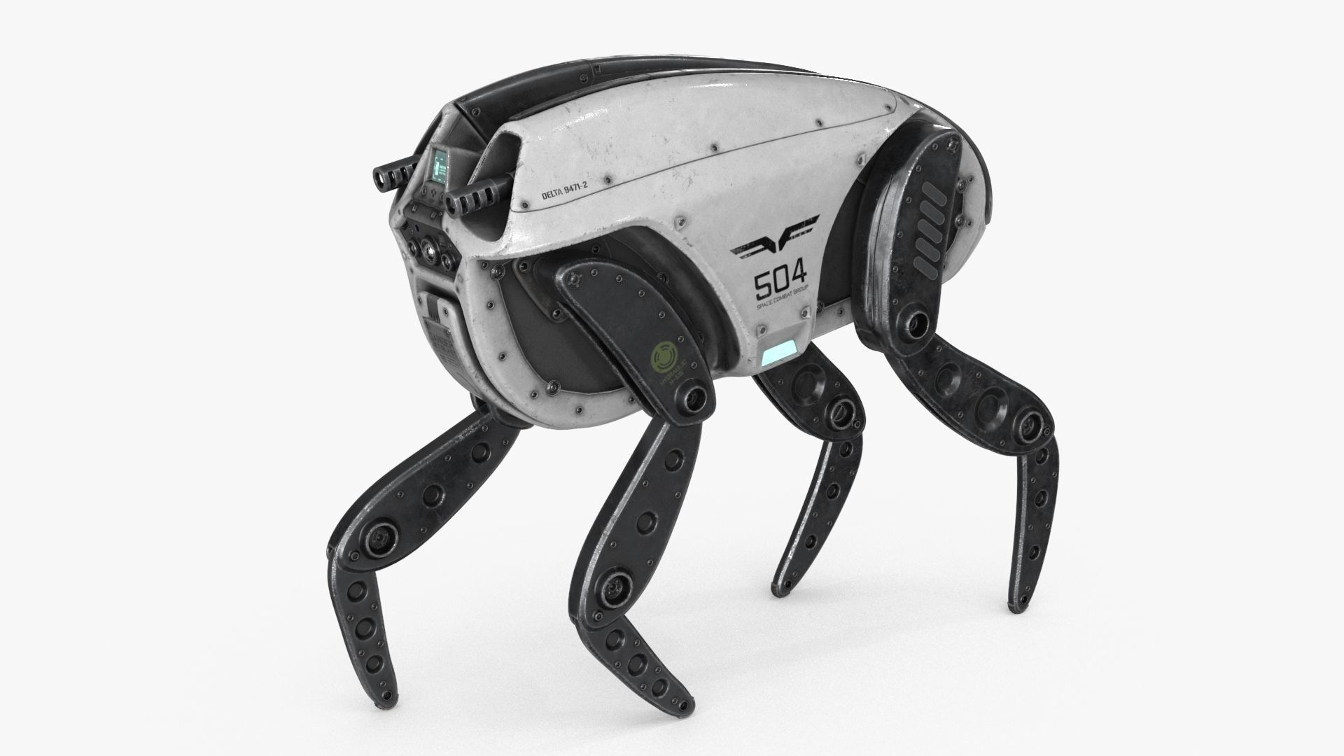 Sci Fi Robot Droid 4 colors Rigged Low-poly 3D model_2