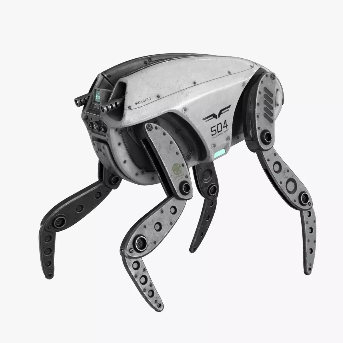 Sci Fi Robot Droid 4 colors Rigged Low-poly 3D model_0