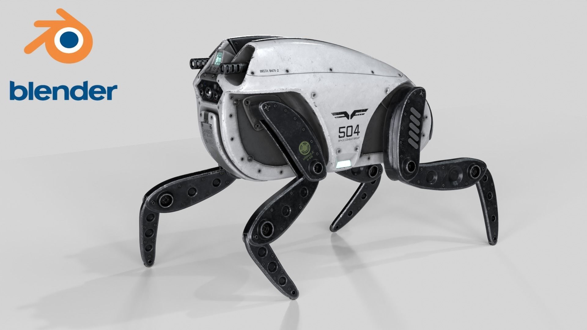 Sci Fi Robot Droid 4 colors Rigged Low-poly 3D model_14