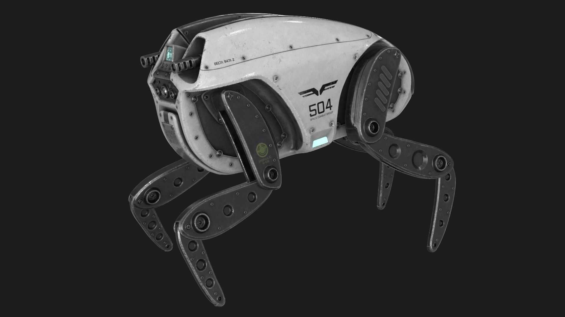 Sci Fi Robot Droid 4 colors Rigged Low-poly 3D model_7