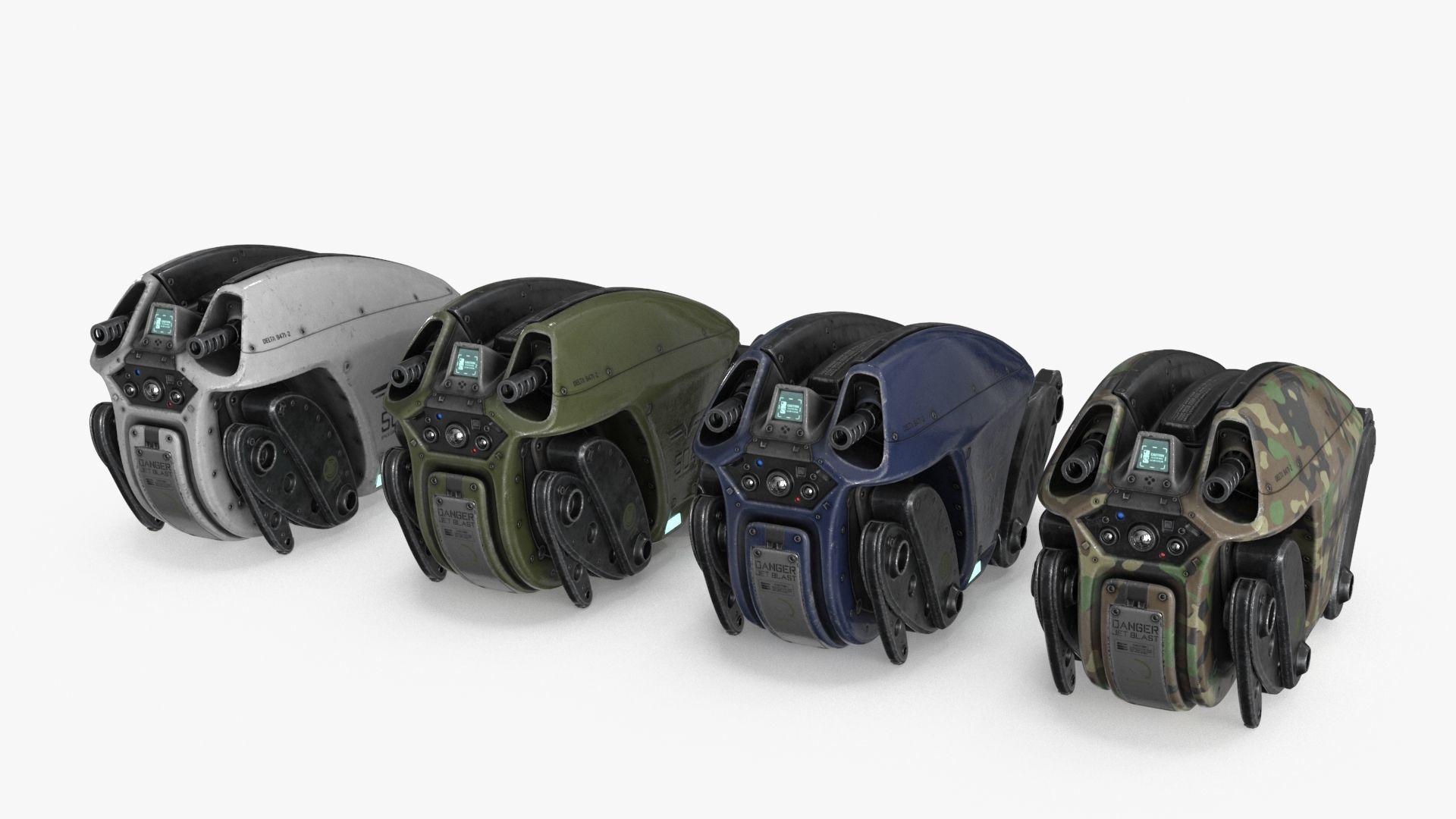 Sci Fi Robot Droid 4 colors Rigged Low-poly 3D model_6