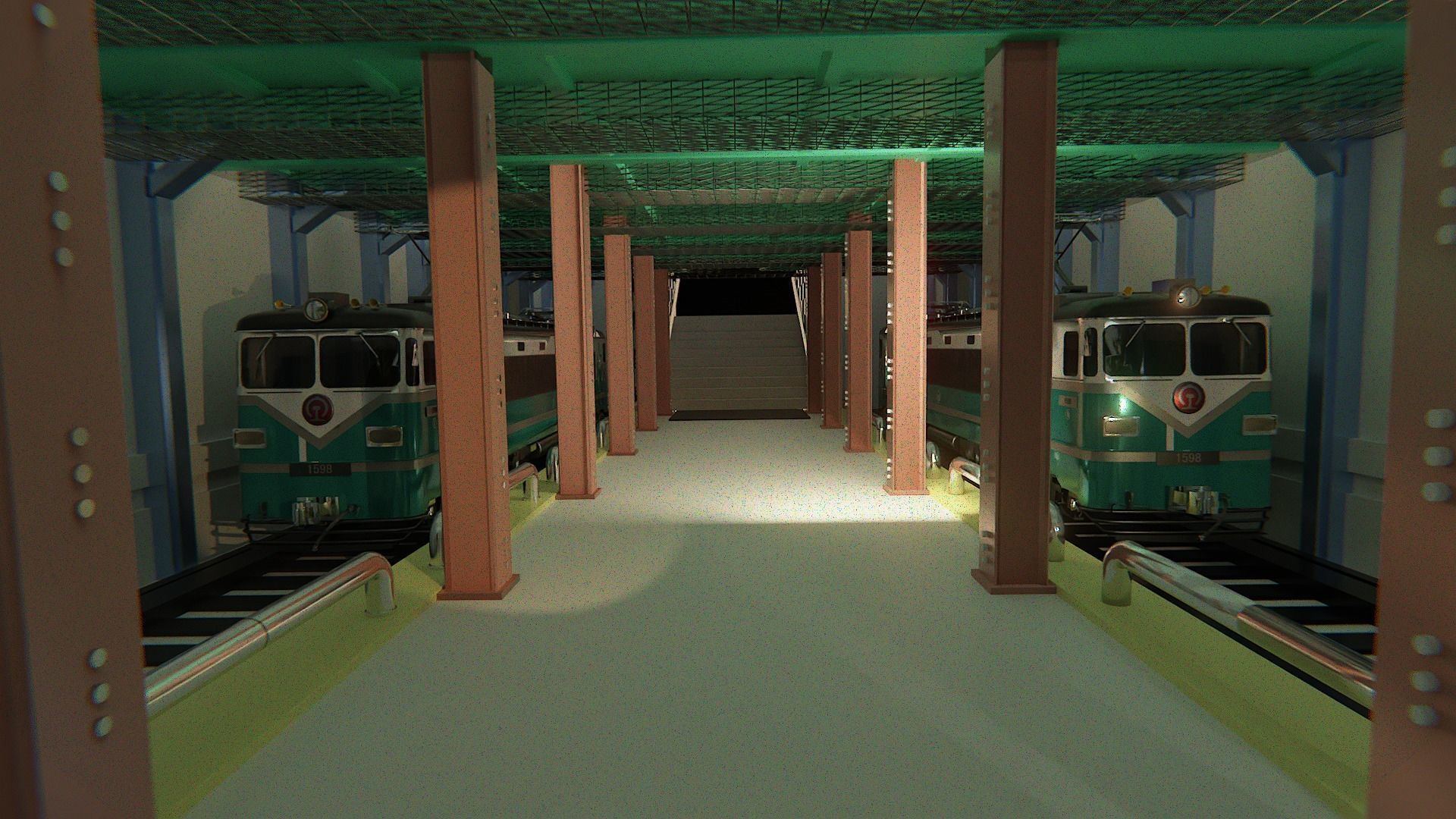 Train Station or Subway Scene in Blender   Low-poly 3D model_2