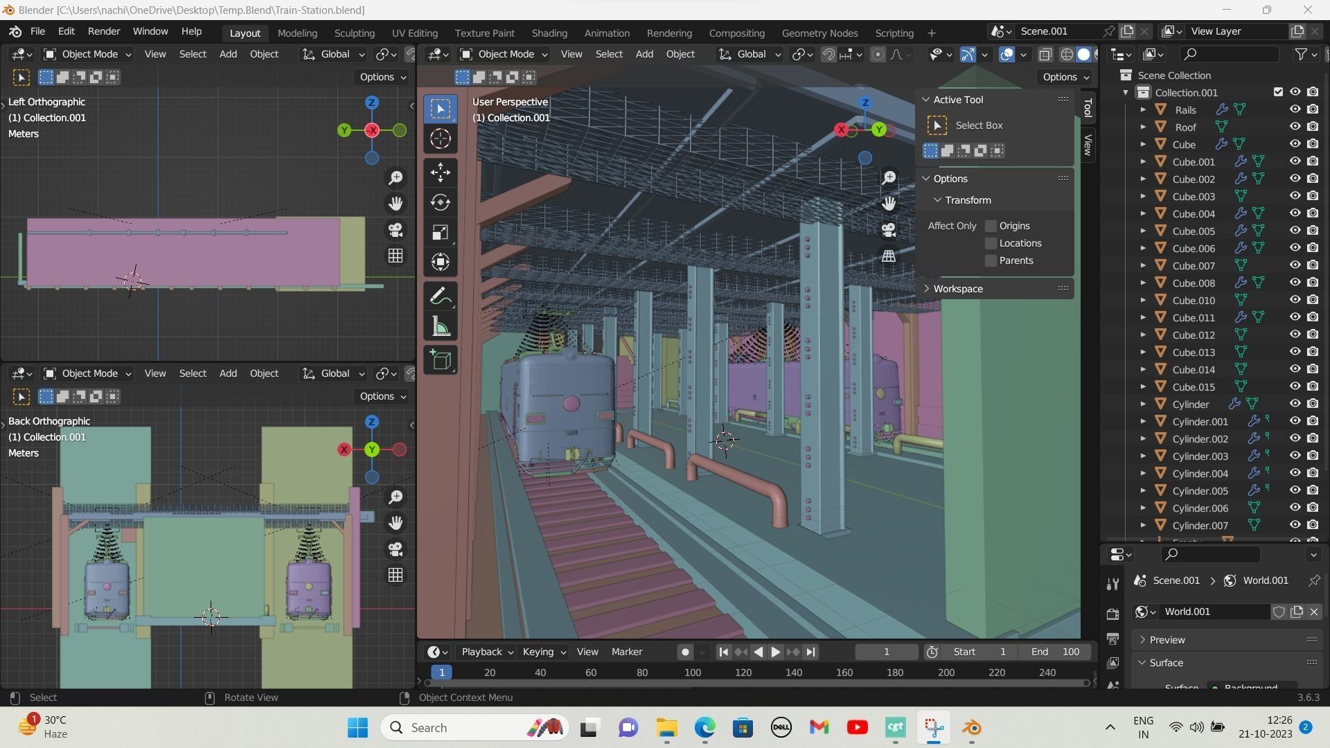 Train Station or Subway Scene in Blender   Low-poly 3D model_3