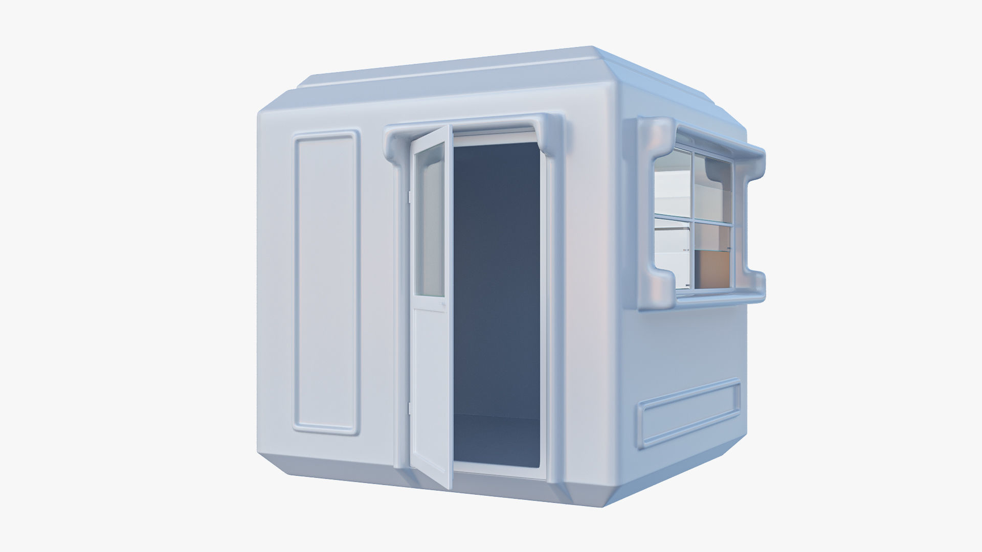 Security Guard Booth Low-poly 3D model_4