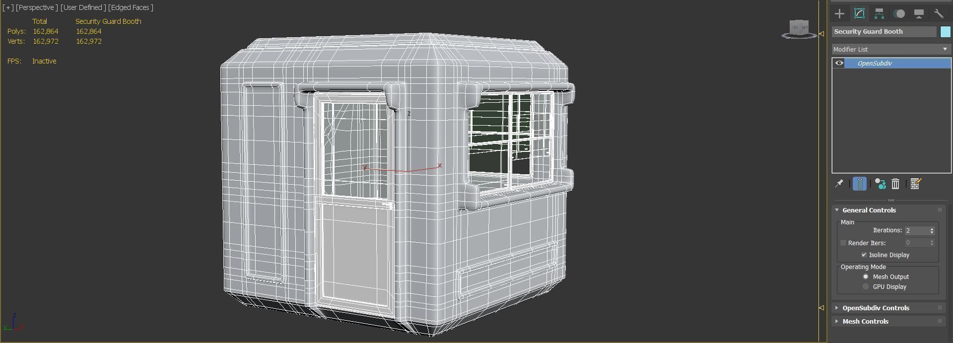 Security Guard Booth Low-poly 3D model_11