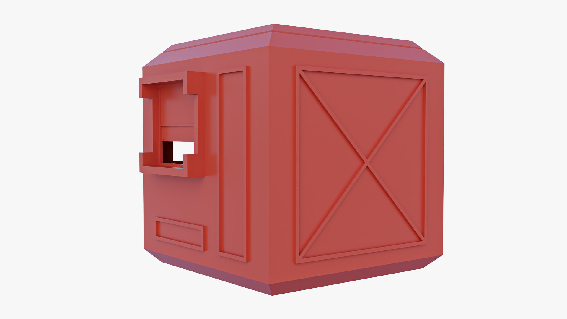 Security Guard Booth Low-poly 3D model_10