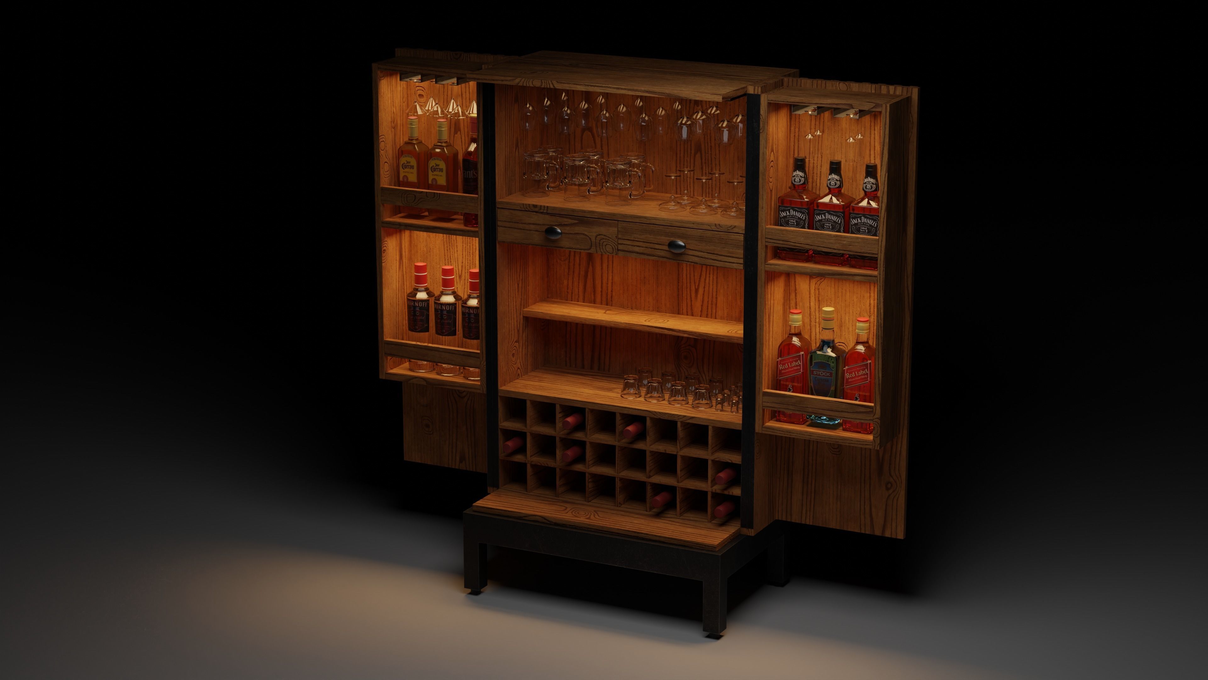 Bar Cabinet 3D model_11