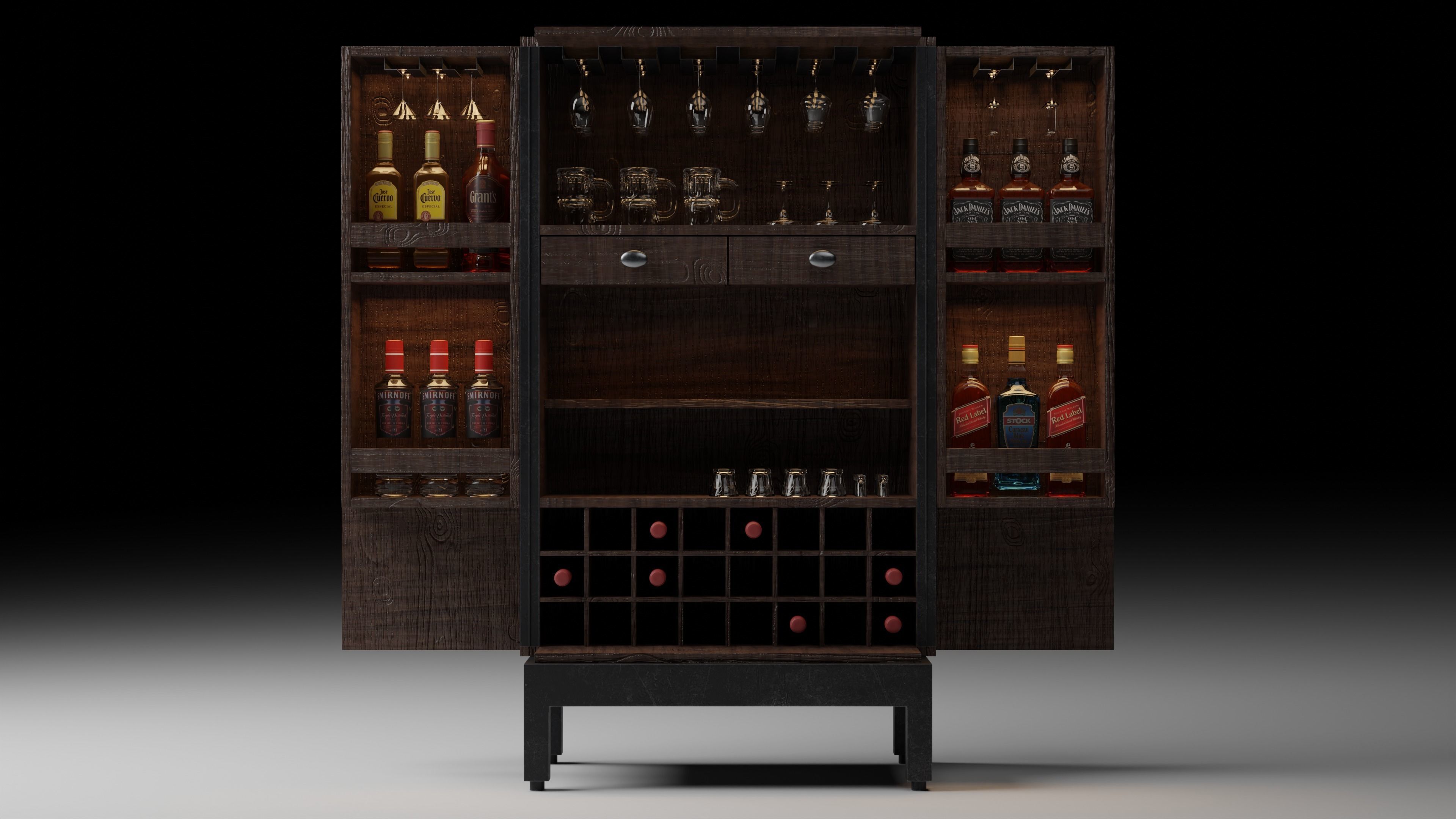 Bar Cabinet 3D model_4