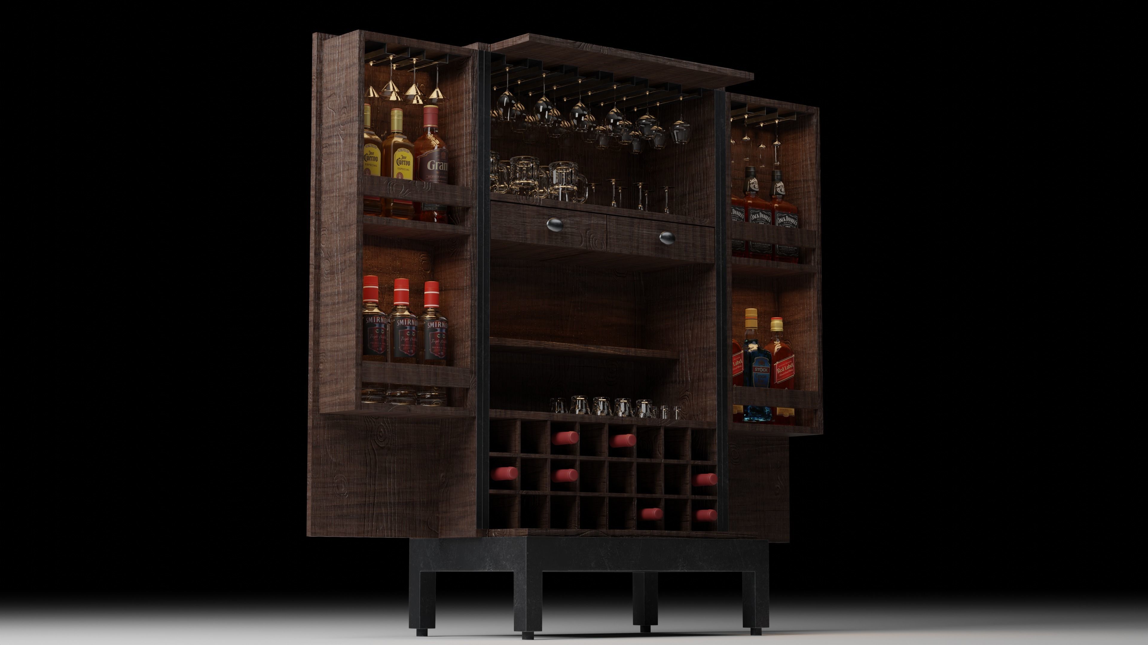 Bar Cabinet 3D model_17