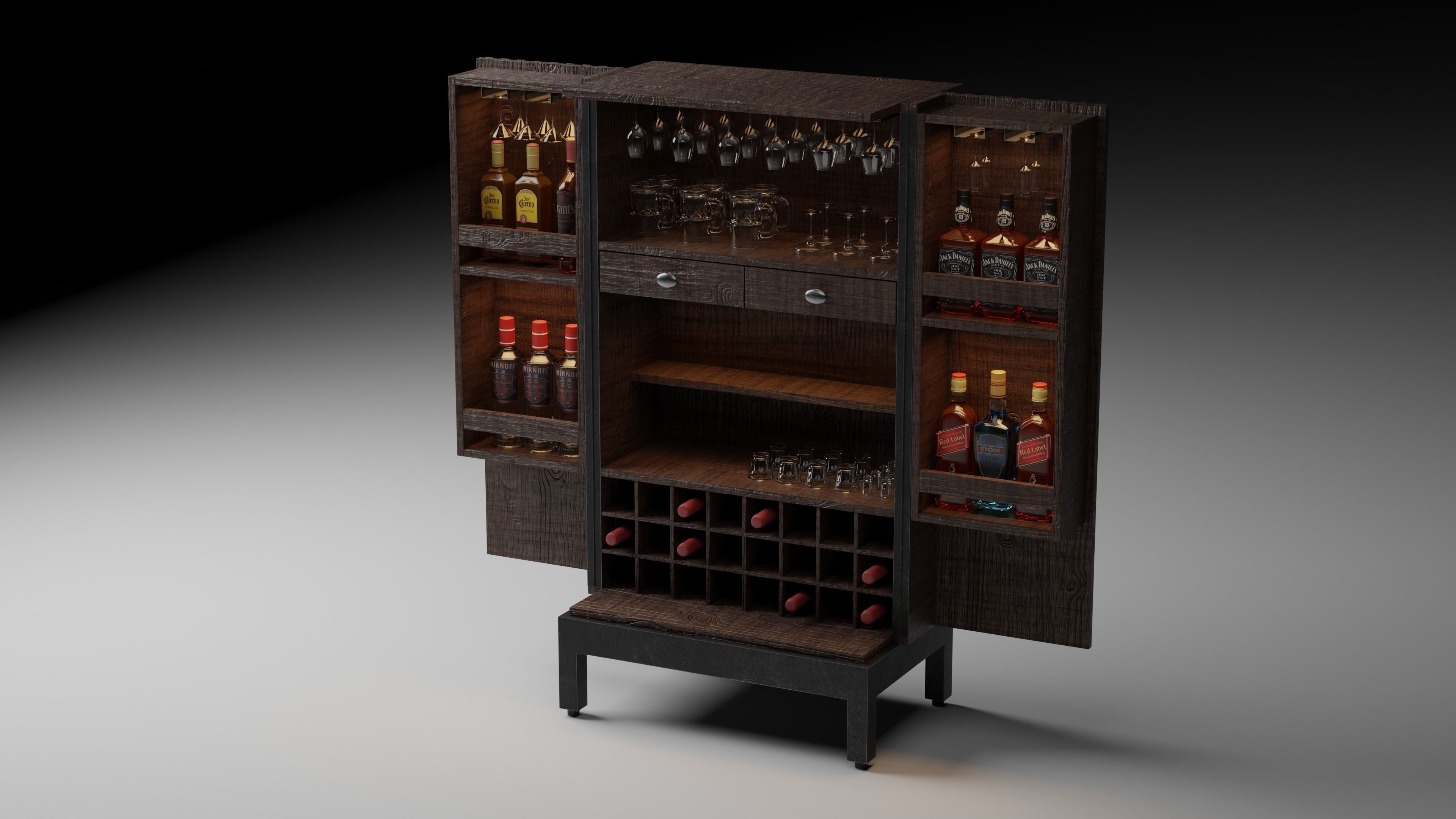 Bar Cabinet 3D model_16