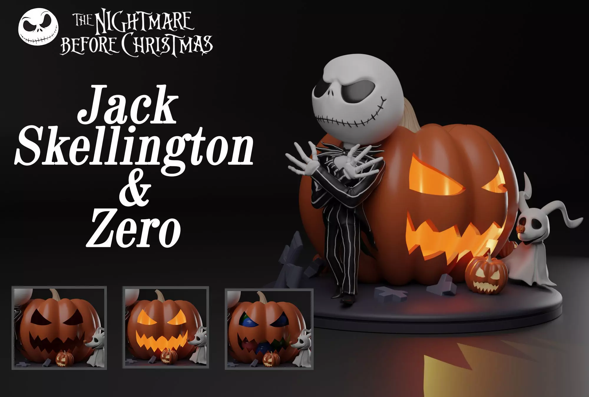 JACK AND ZERO THE NIGHTMARE BEFORE CHRISTMAS 3D print model_0