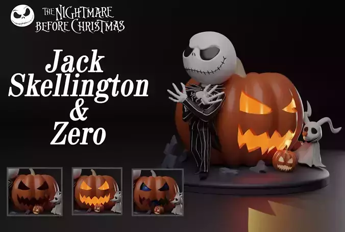 JACK AND ZERO THE NIGHTMARE BEFORE CHRISTMAS 3D print model