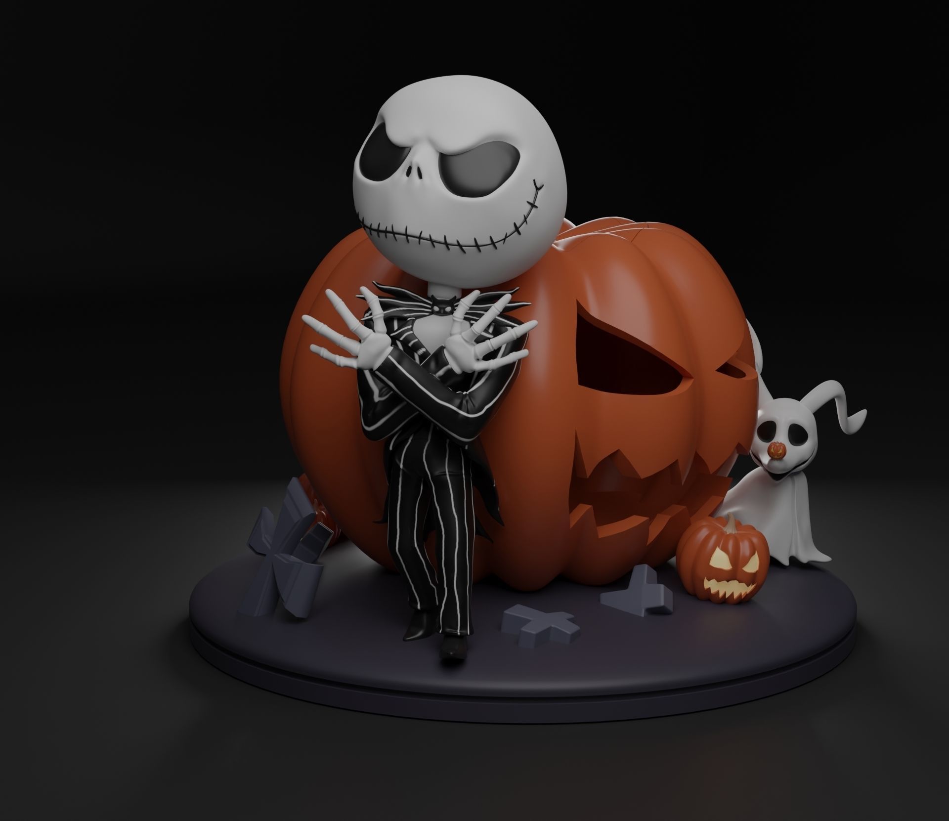 JACK AND ZERO THE NIGHTMARE BEFORE CHRISTMAS 3D print model_2