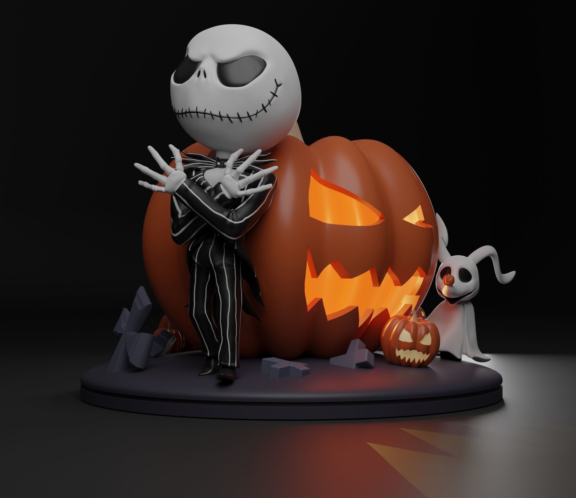 JACK AND ZERO THE NIGHTMARE BEFORE CHRISTMAS 3D print model_1