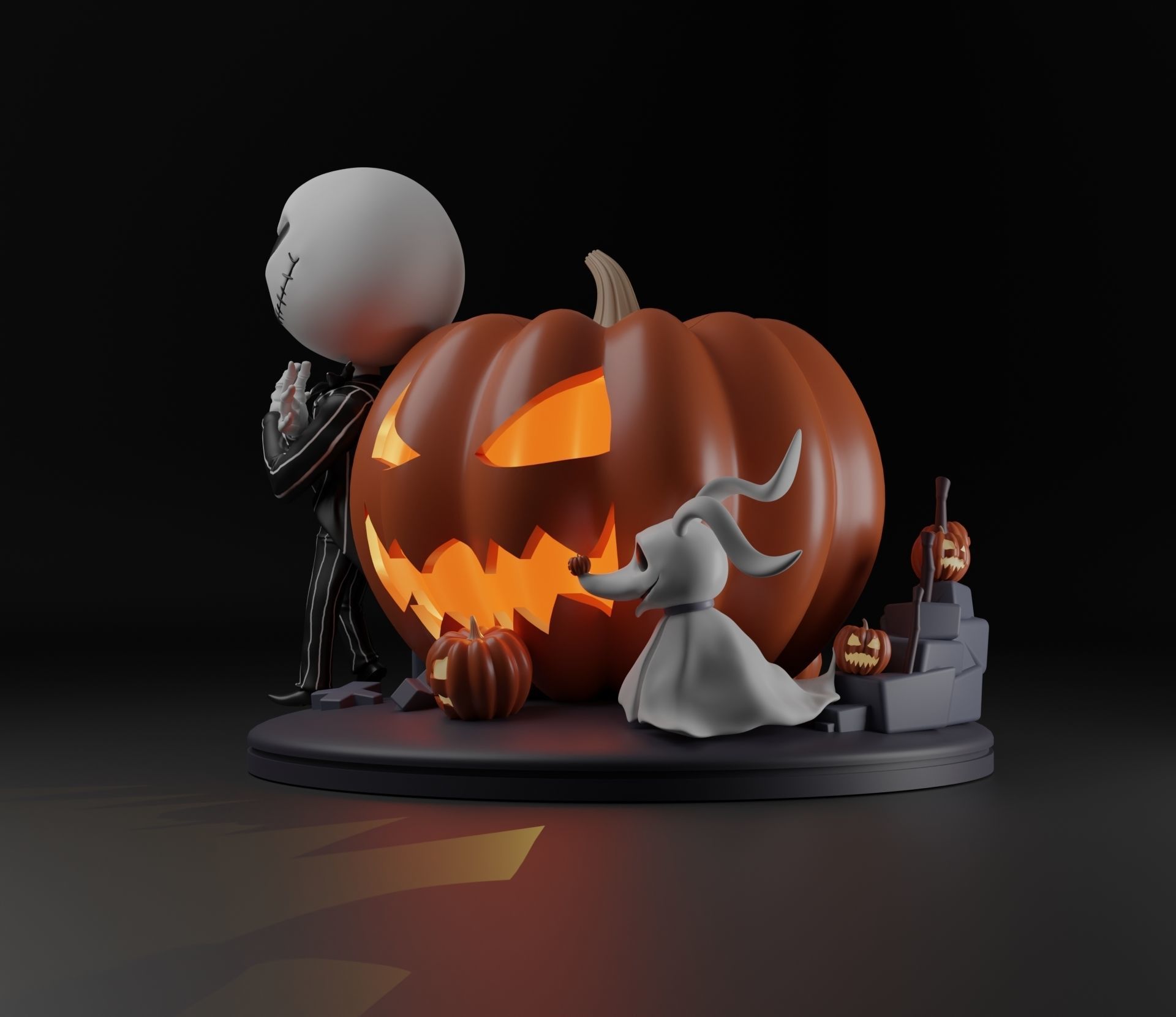 JACK AND ZERO THE NIGHTMARE BEFORE CHRISTMAS 3D print model_4
