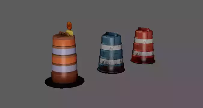 Traafic road barrel low poly