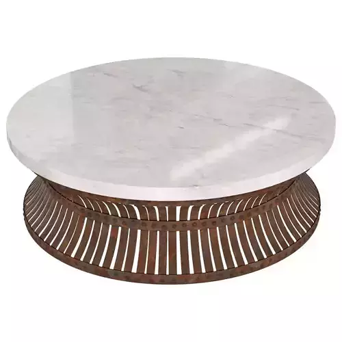 White Marble  Iron Hourglass Coffee Table