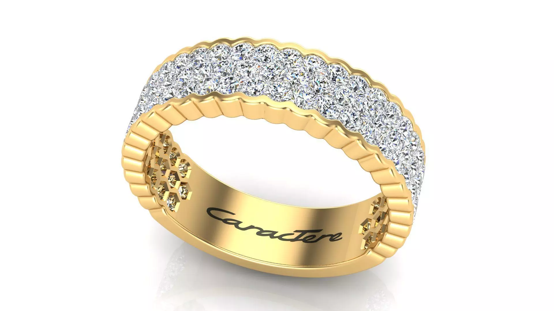 3 Row Diamond Band With Custom Round Stones 3D print model