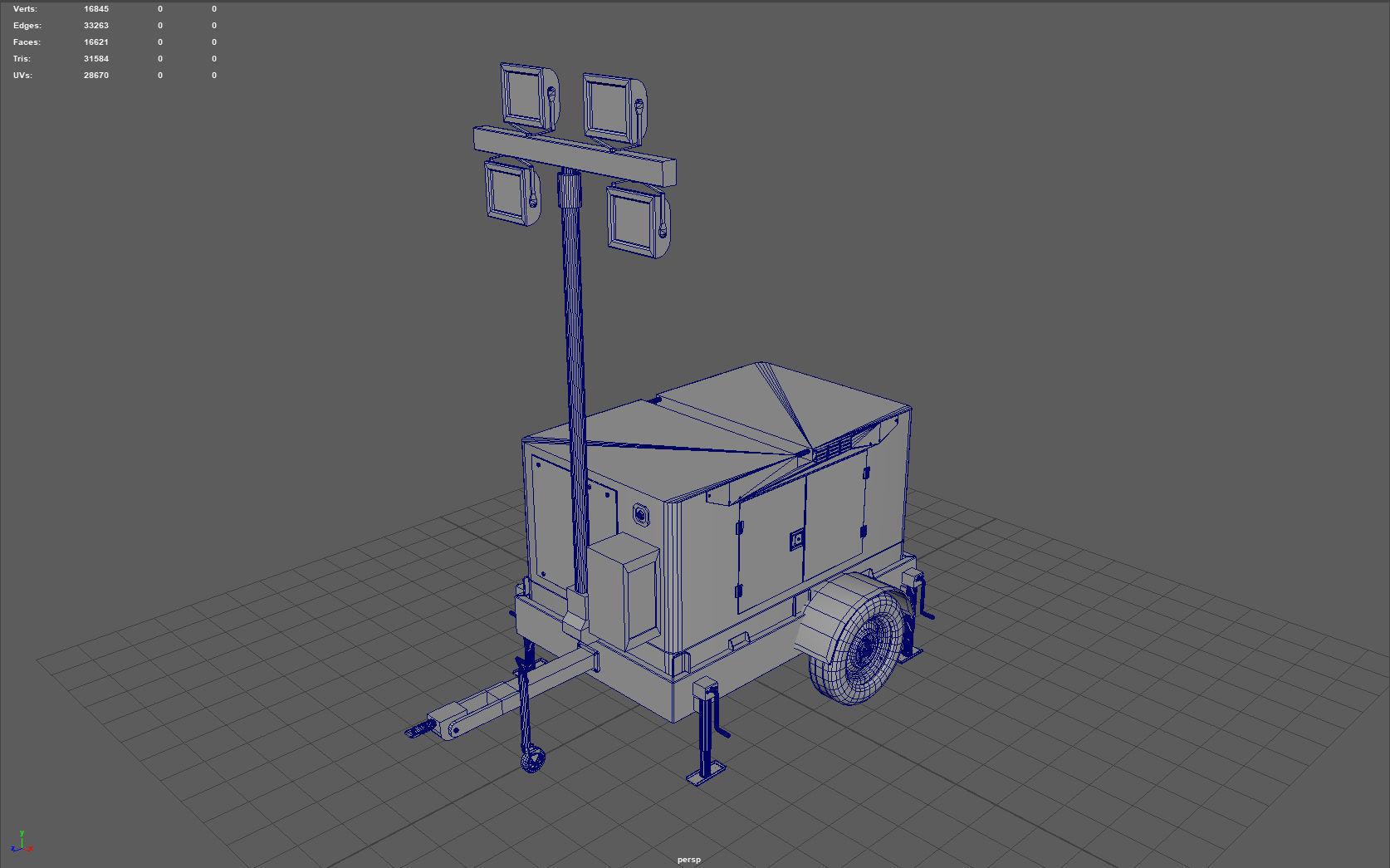 Mobile Lighting Tower Low-poly 3D model_8