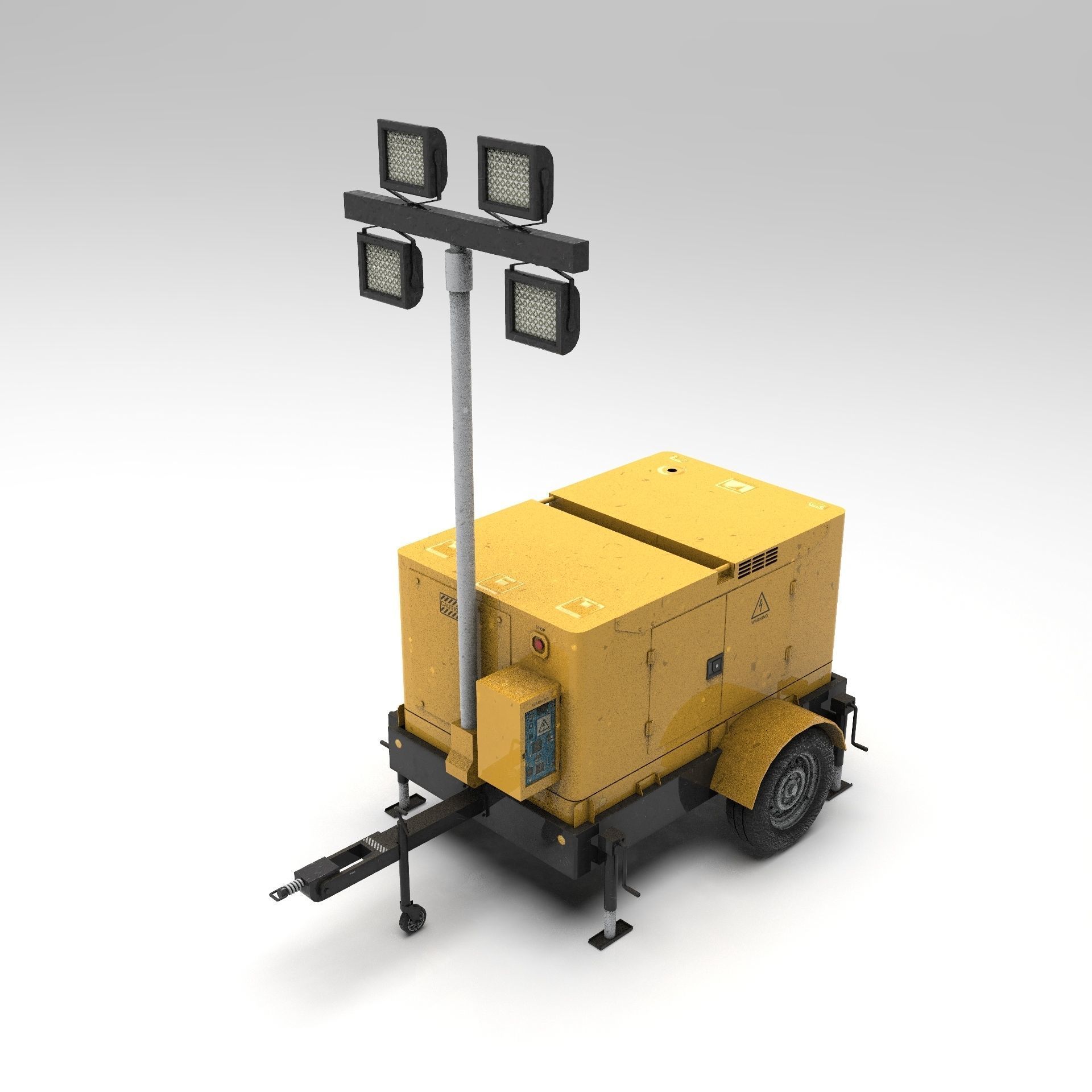 Mobile Lighting Tower Low-poly 3D model_17
