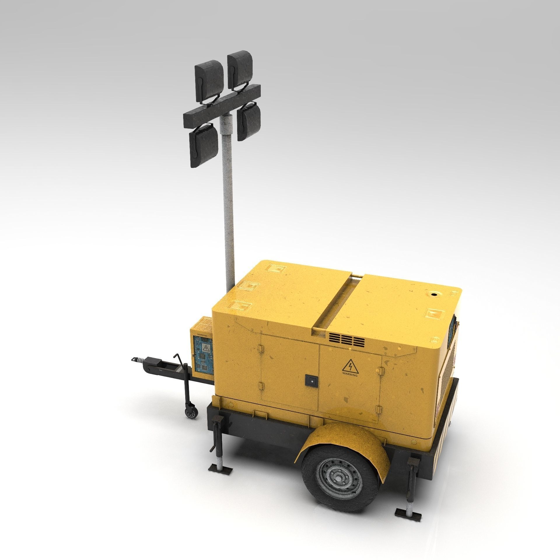 Mobile Lighting Tower Low-poly 3D model_18