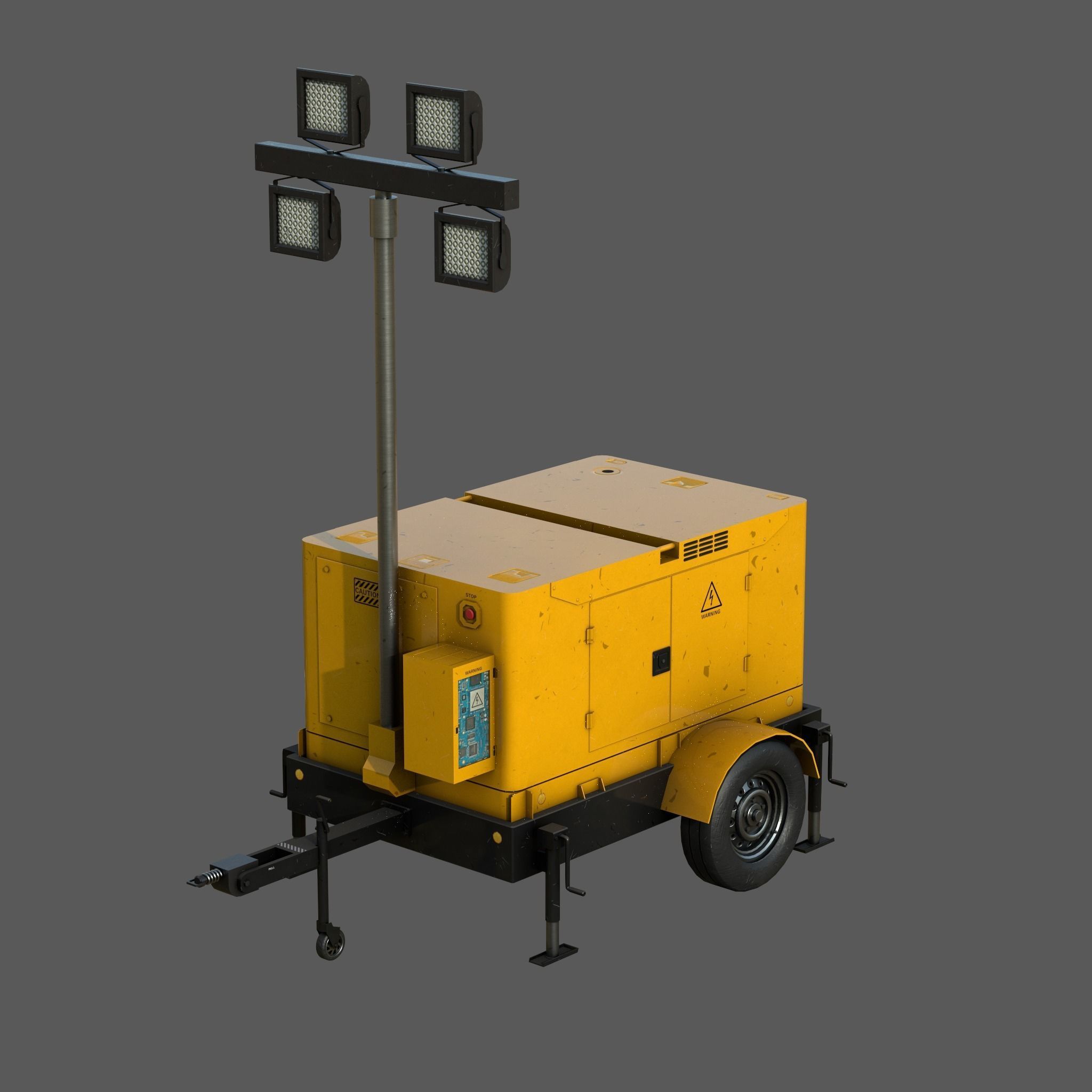 Mobile Lighting Tower Low-poly 3D model_22