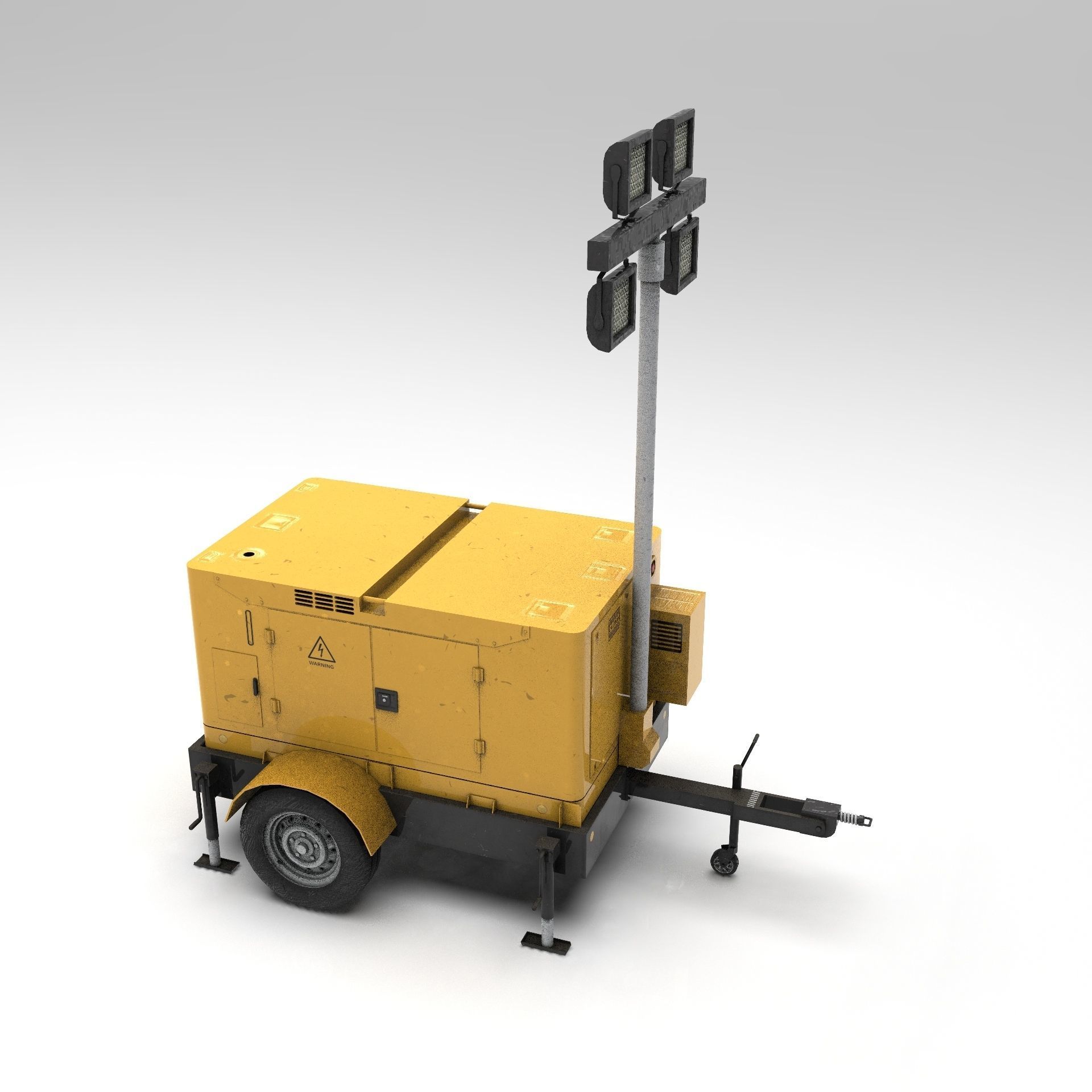 Mobile Lighting Tower Low-poly 3D model_21
