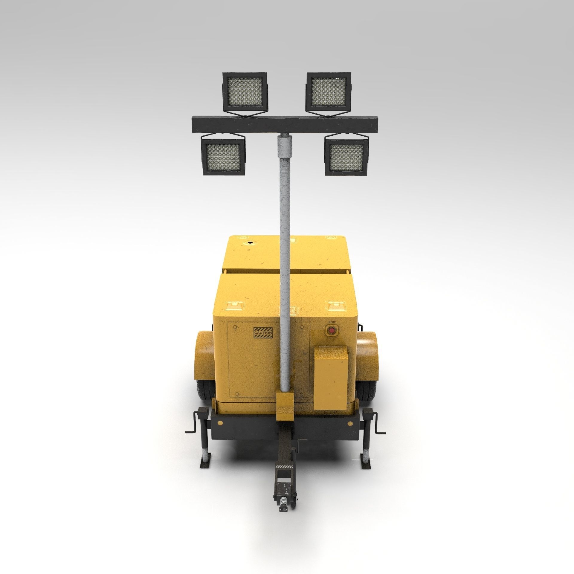 Mobile Lighting Tower Low-poly 3D model_15