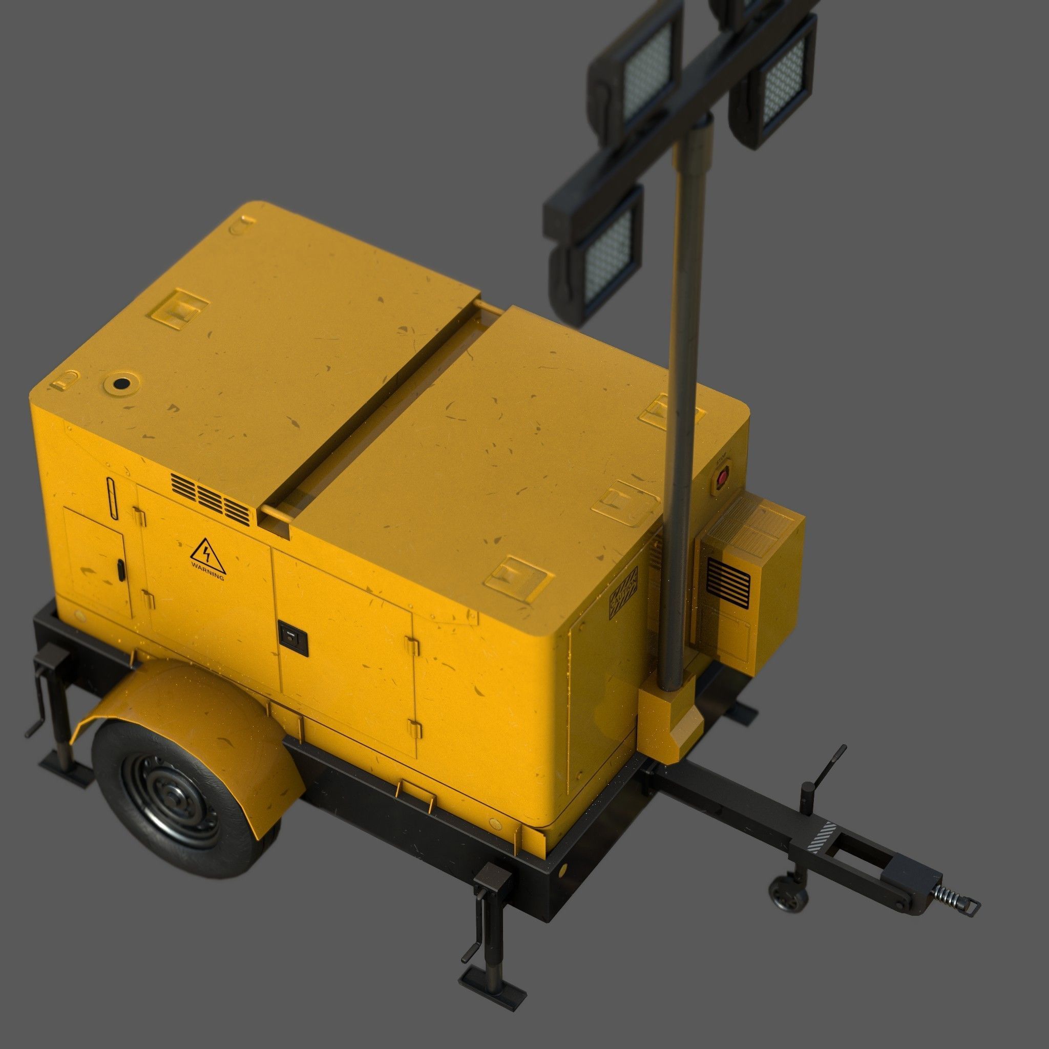Mobile Lighting Tower Low-poly 3D model_5