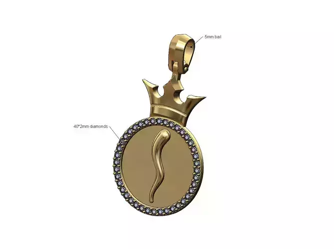 Diamond crown italian horn pendant
