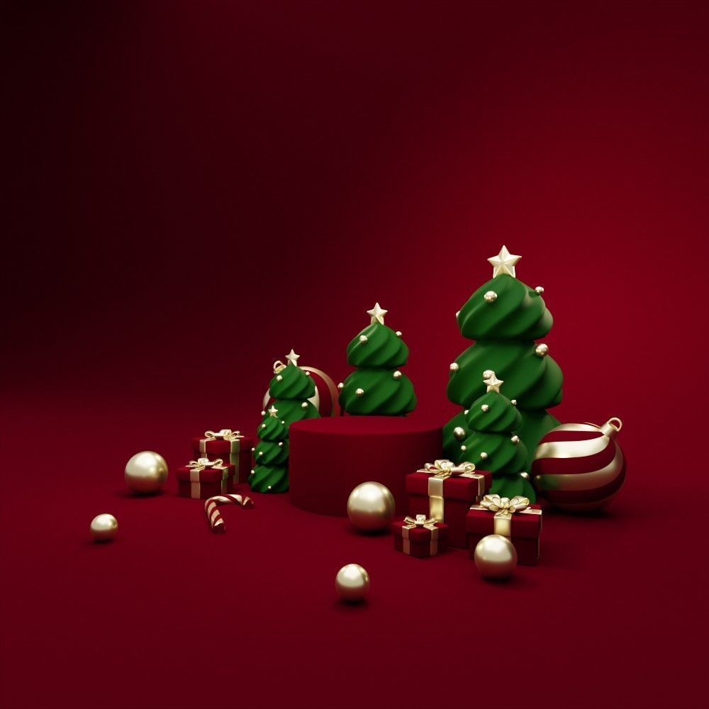 Christmas trees podium for product presentation 3D model_5
