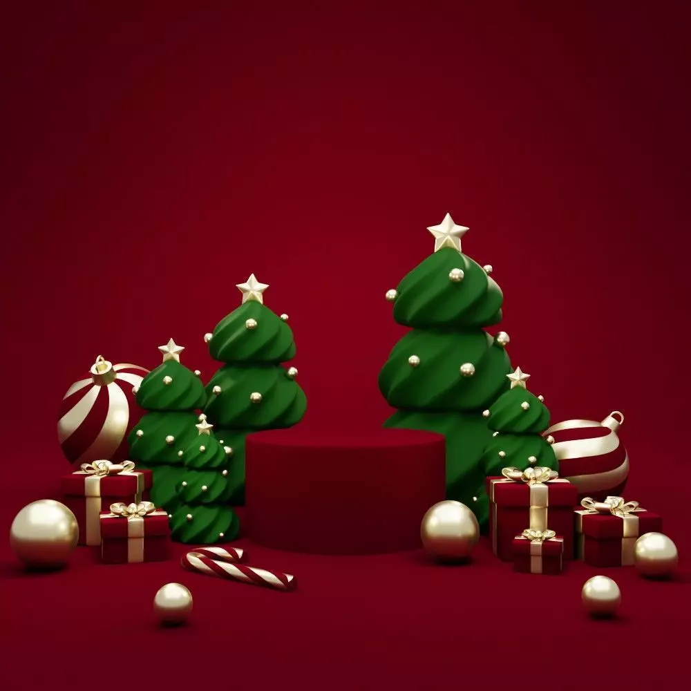 Christmas trees podium for product presentation 3D model_0