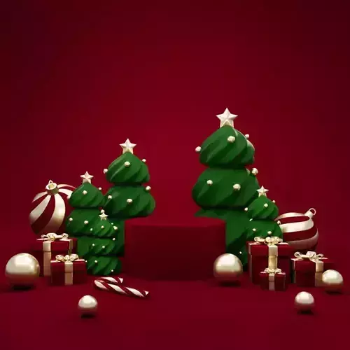 Christmas trees podium for product presentation