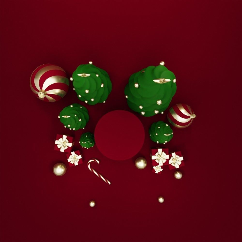 Christmas trees podium for product presentation 3D model_6