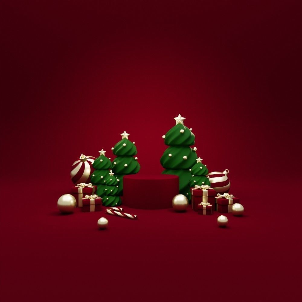 Christmas trees podium for product presentation 3D model_2