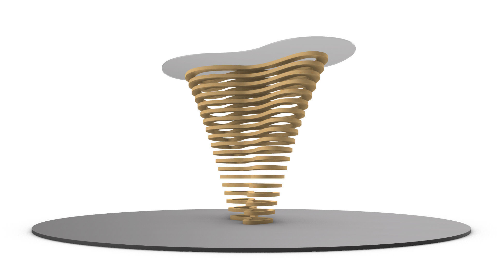 Ribbon Wooden Decorative Table 3D model_14