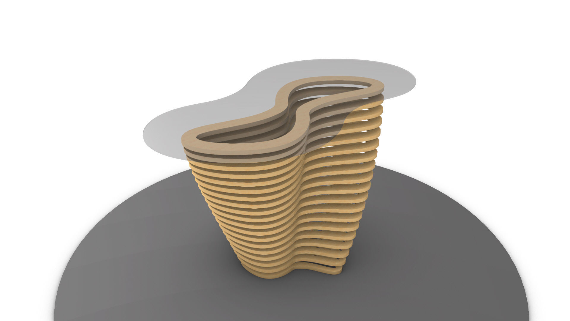 Ribbon Wooden Decorative Table 3D model_15