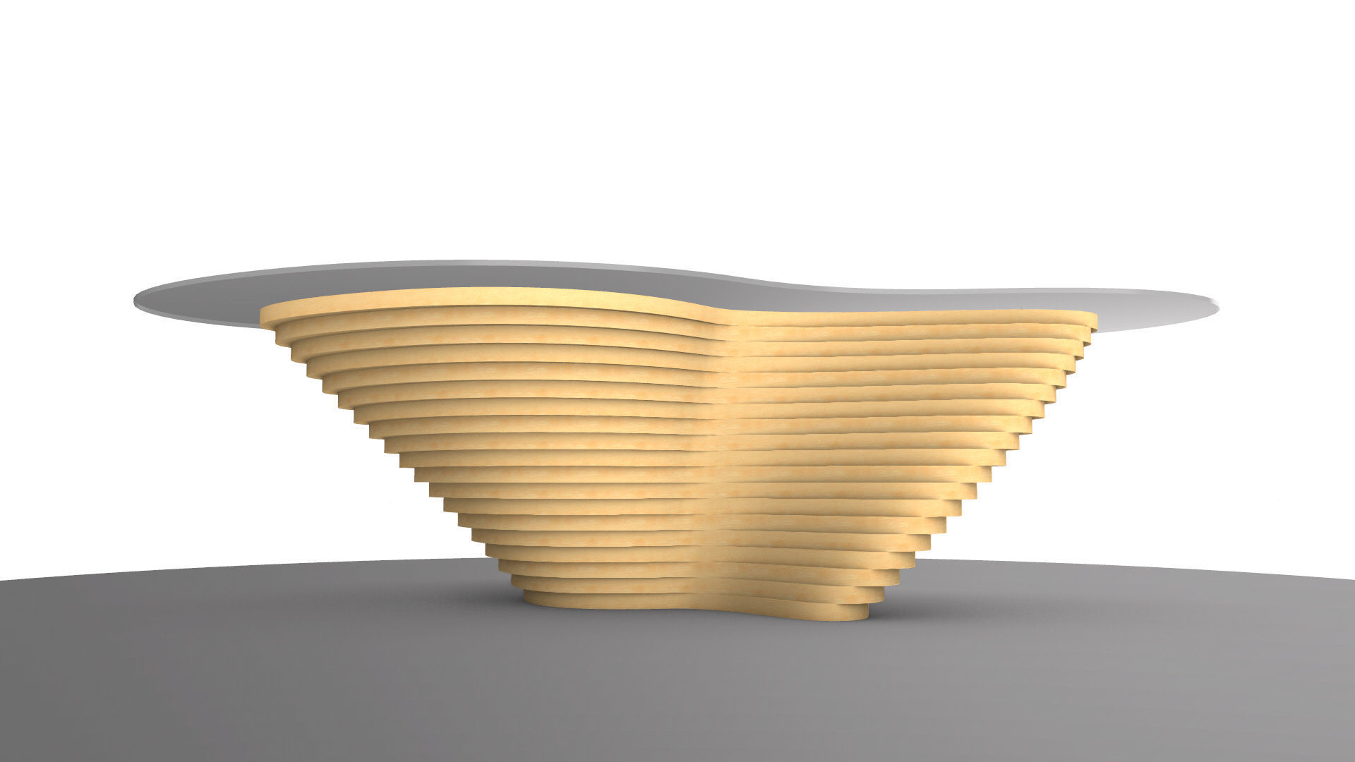 Ribbon Wooden Decorative Table 3D model_11
