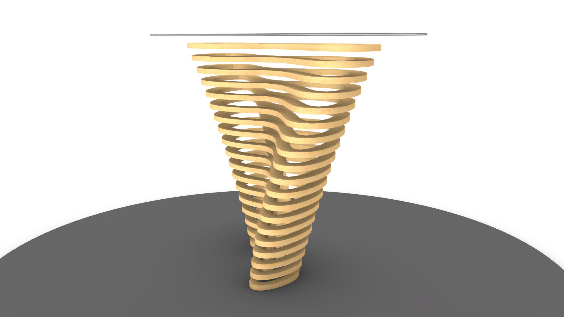 Ribbon Wooden Decorative Table 3D model_16