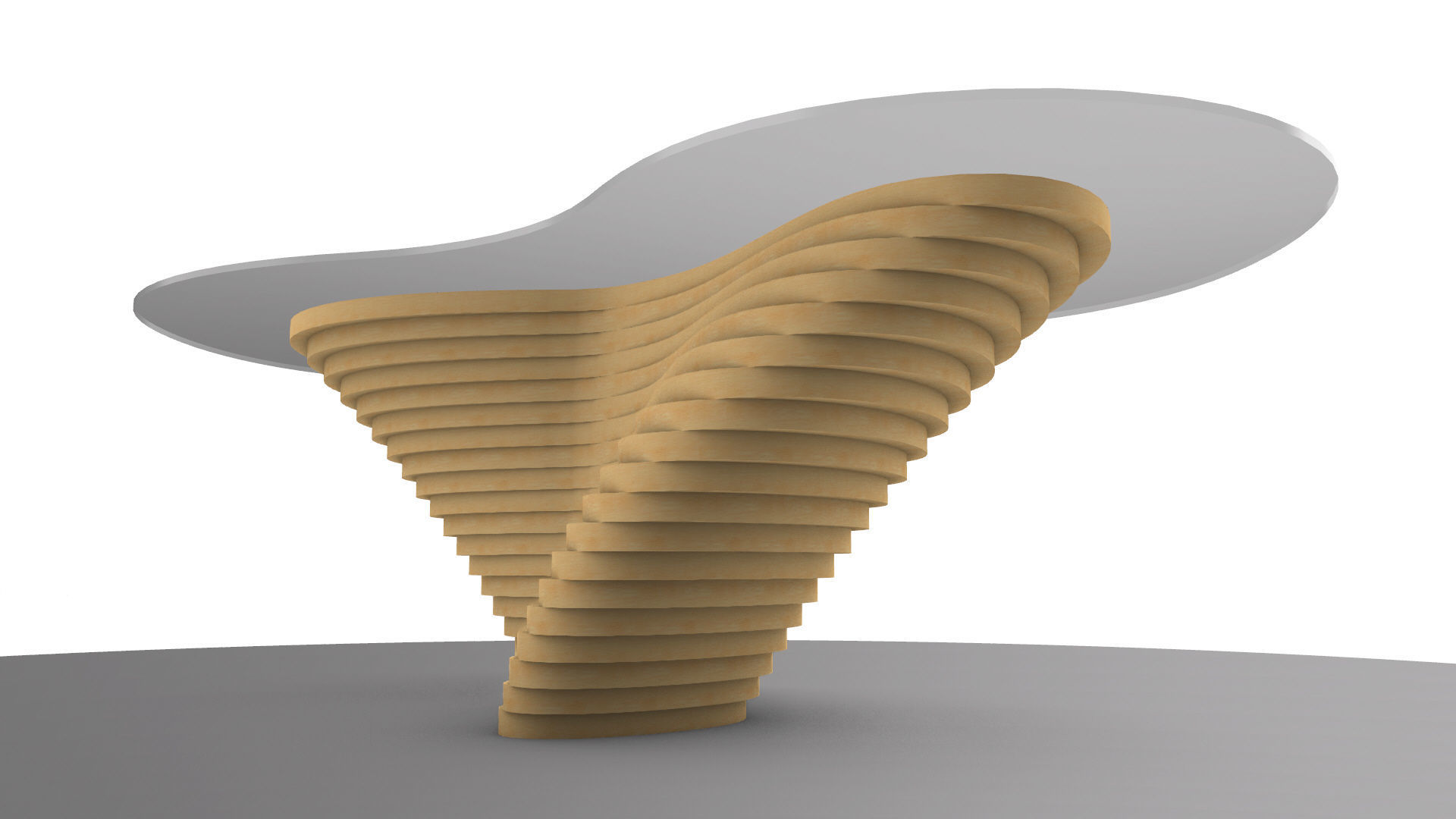 Ribbon Wooden Decorative Table 3D model_8
