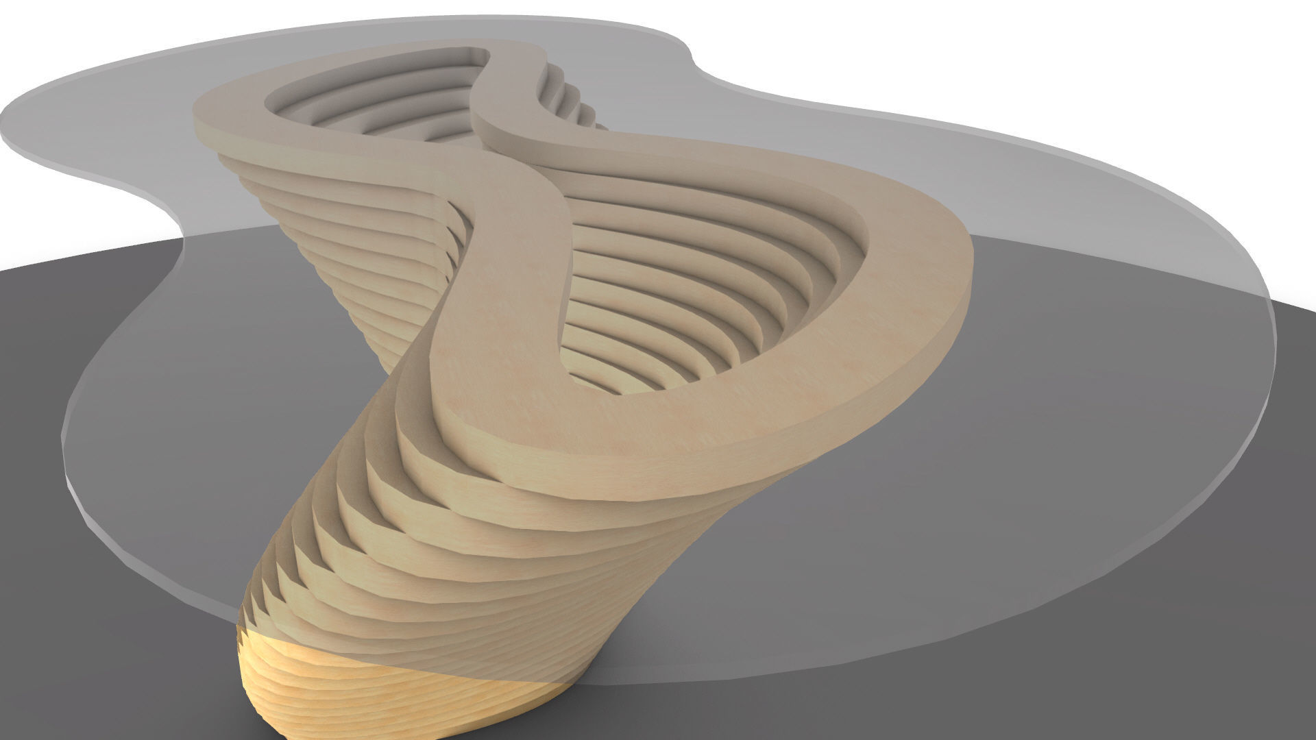 Ribbon Wooden Decorative Table 3D model_5