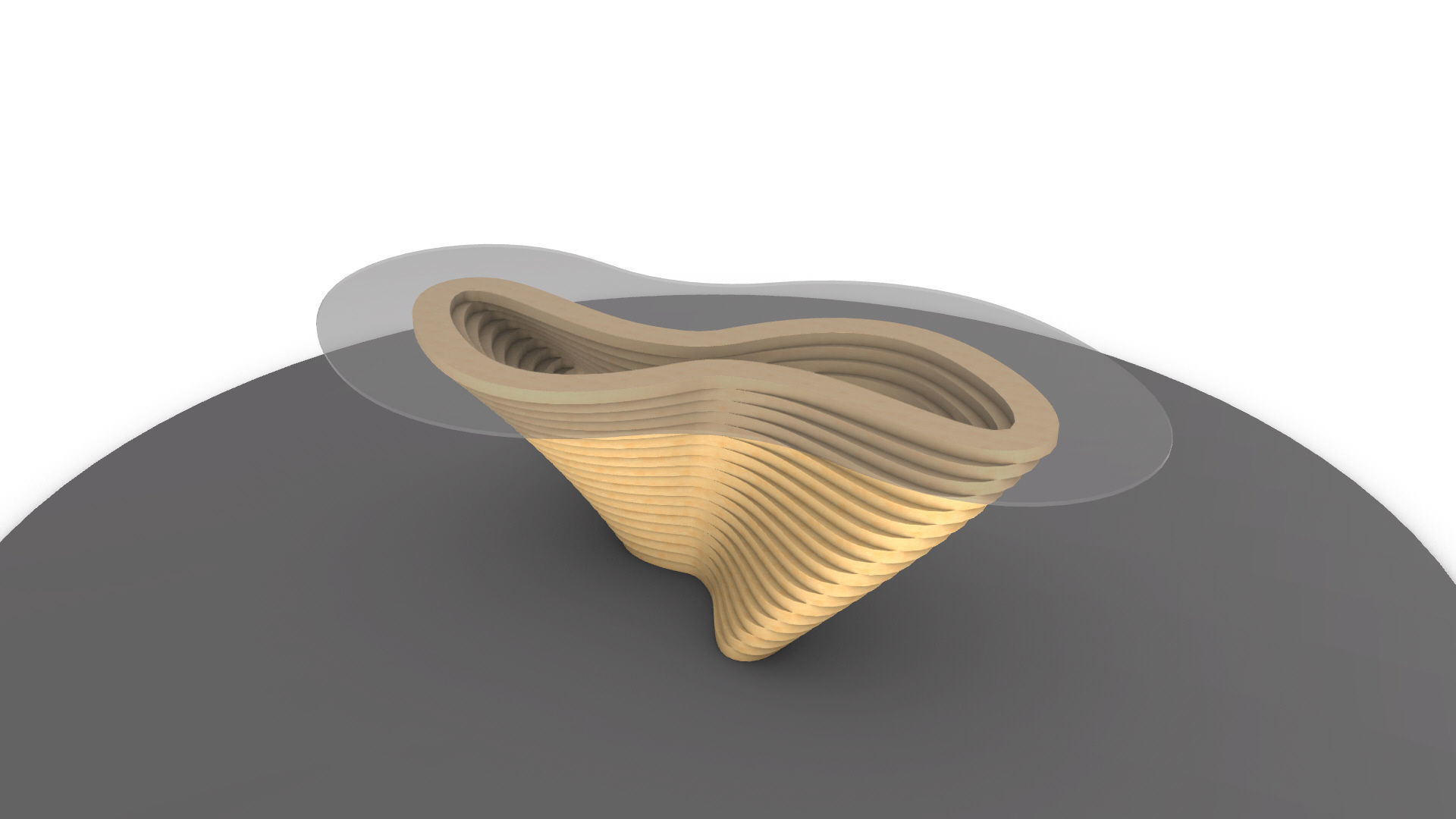 Ribbon Wooden Decorative Table 3D model_3